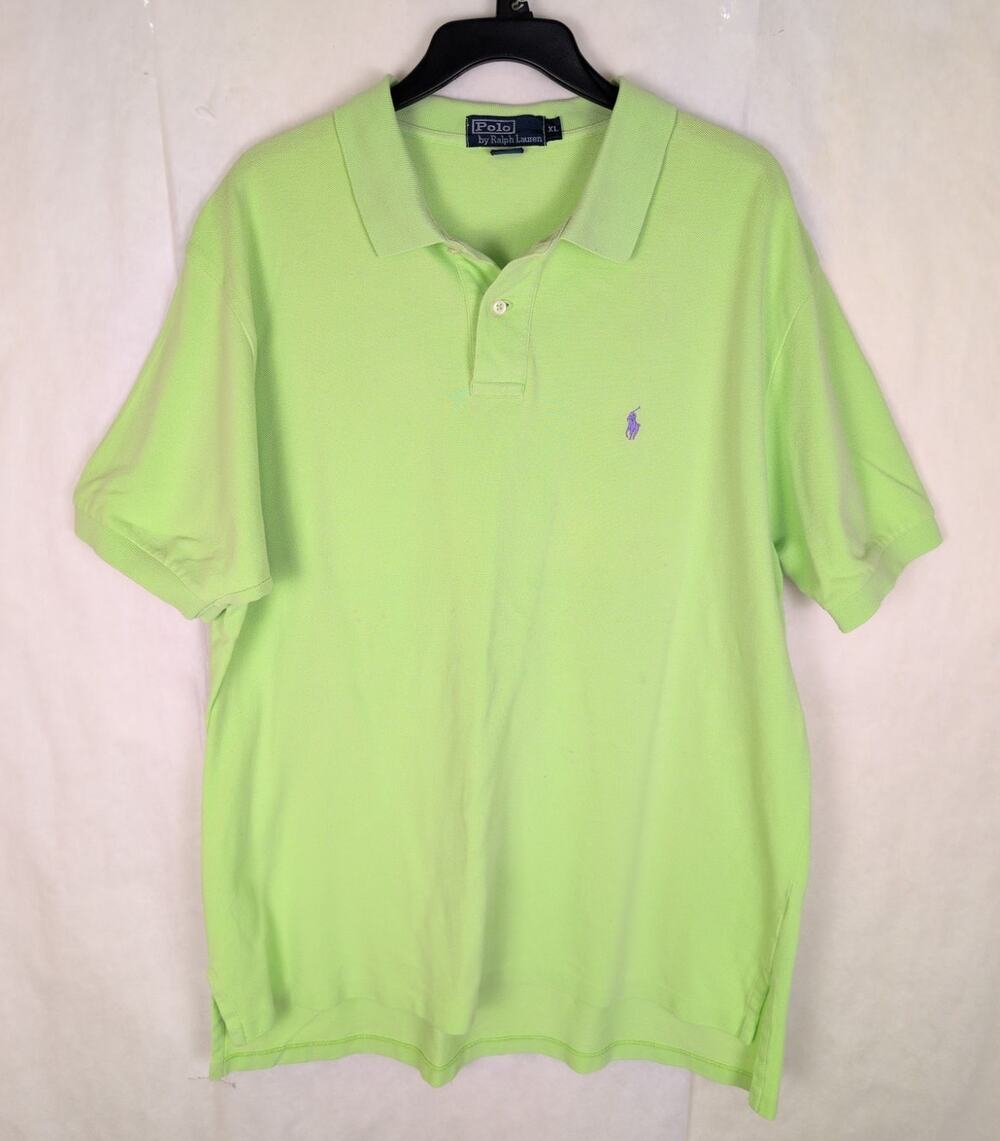 Polo Ralph Lauren bright green polo shirt Size XL Preppy Golf Colorful Classic